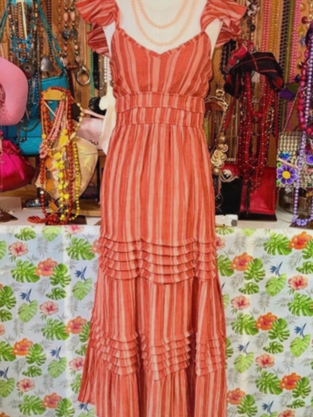 Max + Ash Bohemian Tiered Ruffle-Shoulder Maxi Dress